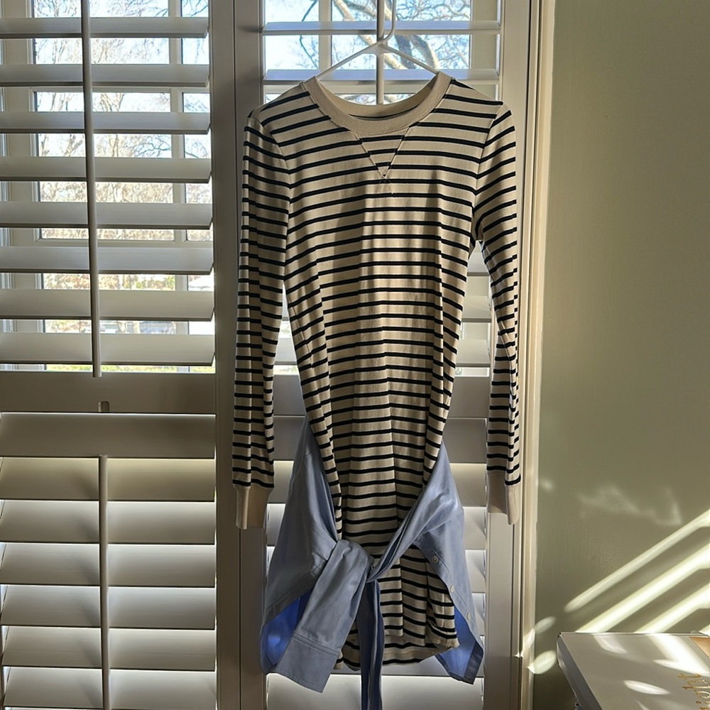 Veronica’s beard shirt dress with attached blue button down shirt